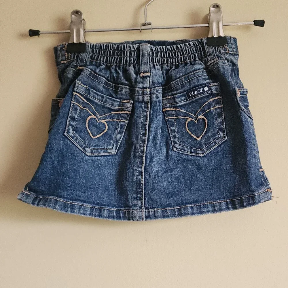 The Children's Place - Blue Denim Skort With Hearts On The Back Pockets Size 12M